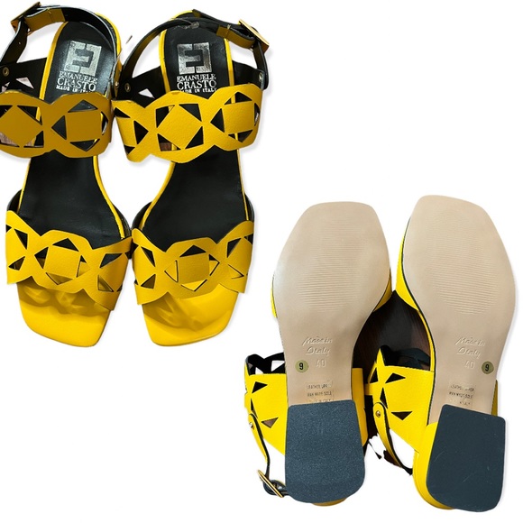Emanuel Castro Italian Leather Two Band Perforated Sandals